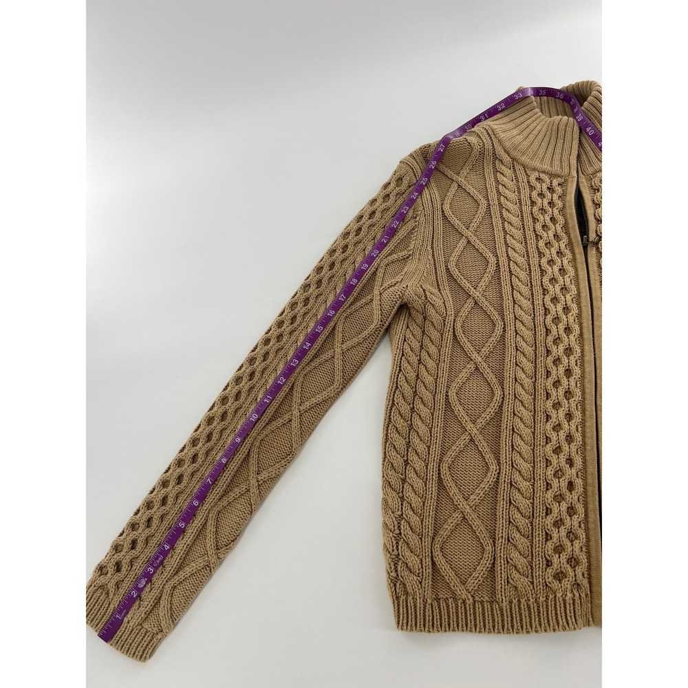 Jones New York Country Cable Knit Full Zip Cardigan Sweater Fisherman Grandpa - Picture 5 of 8